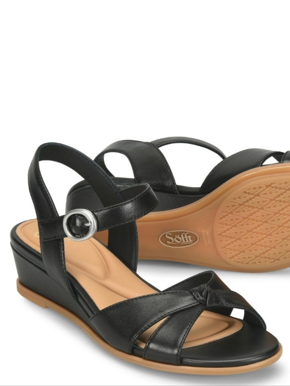 Sofft Black Leather Wedge Sandals Slingback Comfort Shoes Normcore Clean Girl